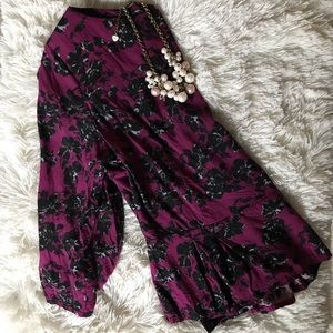 Banana Republic Fuchsia Floral Peplum Blouse